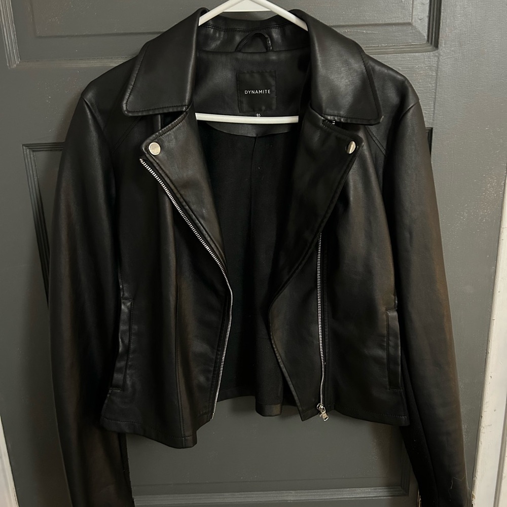 Dynamite Black Faux Leather Moto Jacket